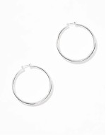 silver plated earrings with graduated skinny hoop detail