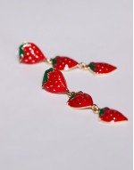 strawberry charm drop earrings in red and gold