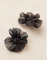 stud with organza floral detail in black