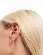 waterproof stainless steel huggie hoop earrings in gold tone